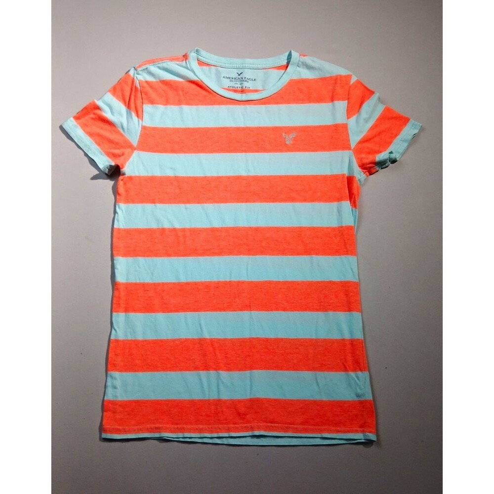American Eagle Mens XS Athletic Fit Striped T-Shirt Vintage 2013 Corak Grey Crew